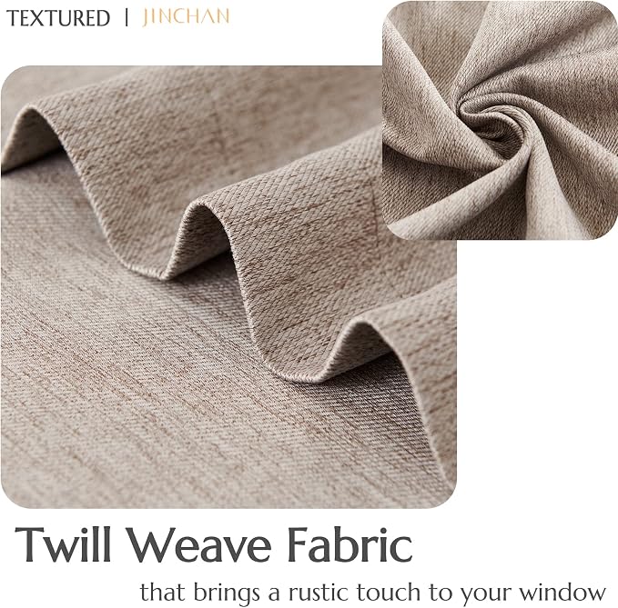 JINCHAN Twill Weave Valance Curtain 45 Inch Tie Up Shade Faux Linen Valance - Image 4