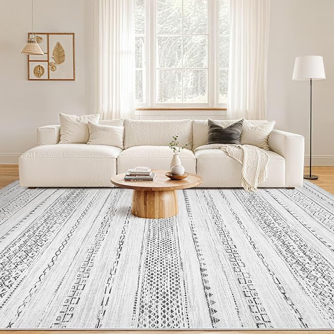 Nakagishi 10x12 Area Rug Living Room: Washable Boho Large Neutral Modern Soft - Image 4