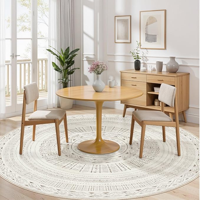 cotiled 8x8 Round Area Rug Living Room: Washable Boho Rugs - Image 4