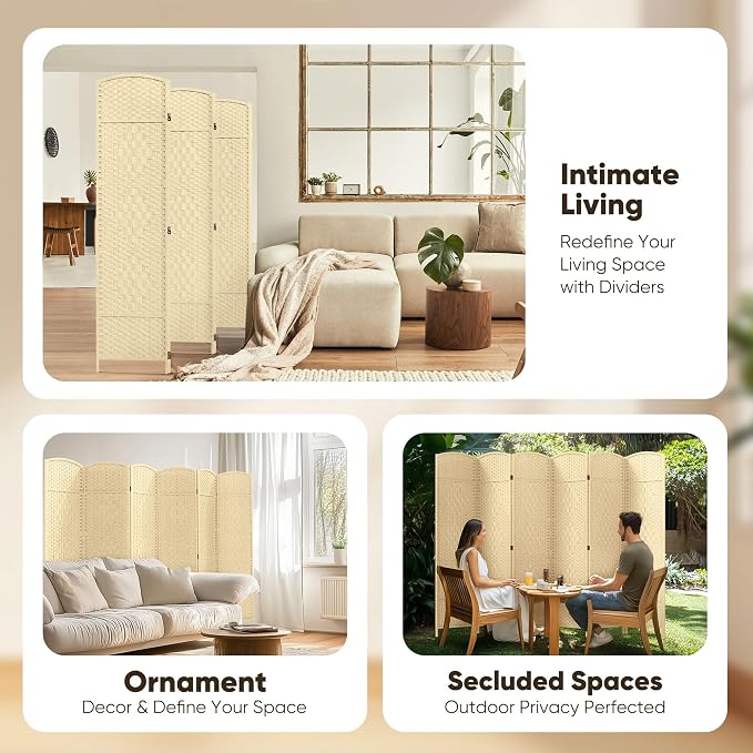 JOSTYLE Room Divider 6ft. Tall Extra Wide Wall Divider - Image 7