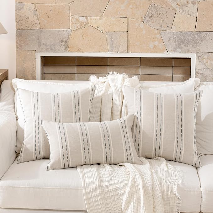 Hckot Throw Pillow Covers 18x18 Set of 2 Grey Pillow Covers Farmhouse - Image 6