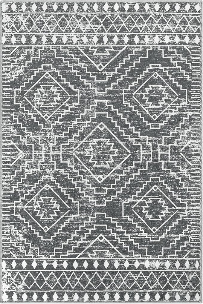 Wonnitar Moroccan 4x6 Area Rug, Washable Dark Gray Living Room Rug, Non-Slip - Image 8