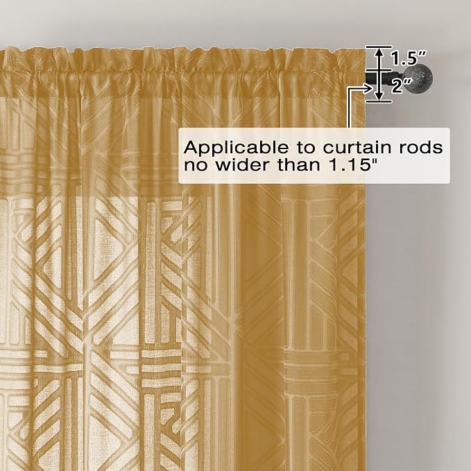 Simplebrand Semi Sheer Gold Curtains 96 Inches Long 2 Panels, Light Filtering - Image 5