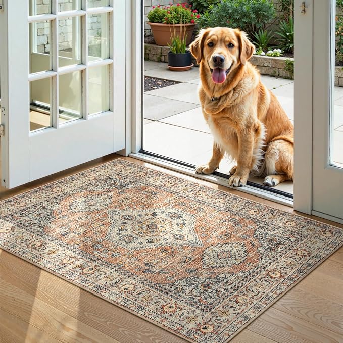 Lahome Oriental Door Mat Indoor Entrance, 2x3 Washable Fall Indoor Rugs - Image 2