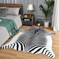 Easycozy Faux Zebra Pattern Rug: 5.2 x 6.2 Bold Zebra Stripe Faux Cowhide Area by HomeWesternDecoration