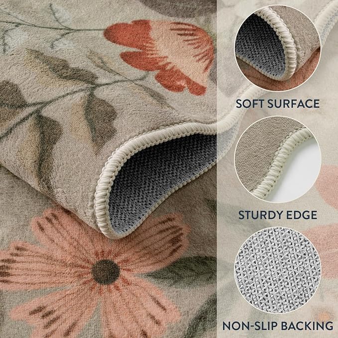 Lahome Floral Kitchen Runner, 2X6 Washable Runner Rug Non-Slip, Ultra-Thin Soft - Image 6