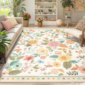 RELEANY Floral Nursery 6x9 Area Rugs Washable Print Boho Cute Carpet Non Slip by RELEANY