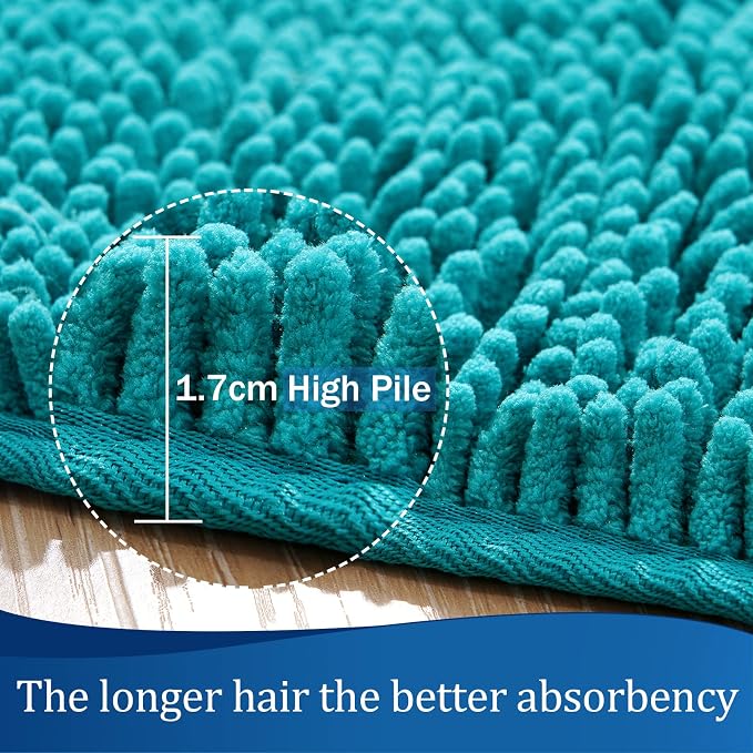LOCHAS Luxury Bathroom Rug Shaggy Bath Mat 24 x 17 Inch, Washable Non Slip Bath - Image 5
