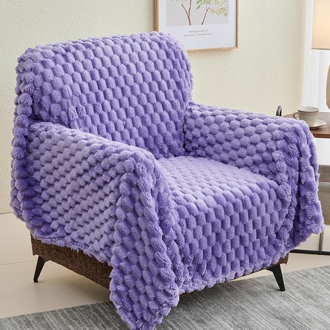 NEWCOSPLAY Super Soft Twin Blanket Lavender Premium Silky Flannel Fleece 3D - Image 9