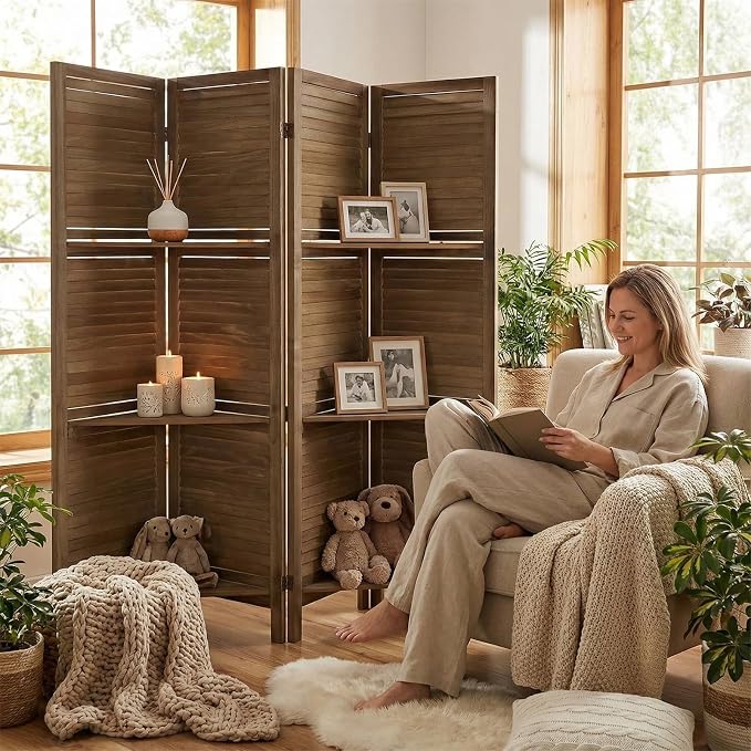Bluecat 4 Panel Folding Room Divider - Image 6