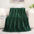 Puncuntex Dark Green Throw Blanket 60"×80" inches Fuzzy 3D Jacquard Decorative by Puncuntex
