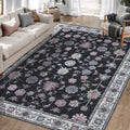 Tangsoo Floral Area Rug 6x9 Machine Washable Rug Non-Slip Vintage Distressed by Tangsoo