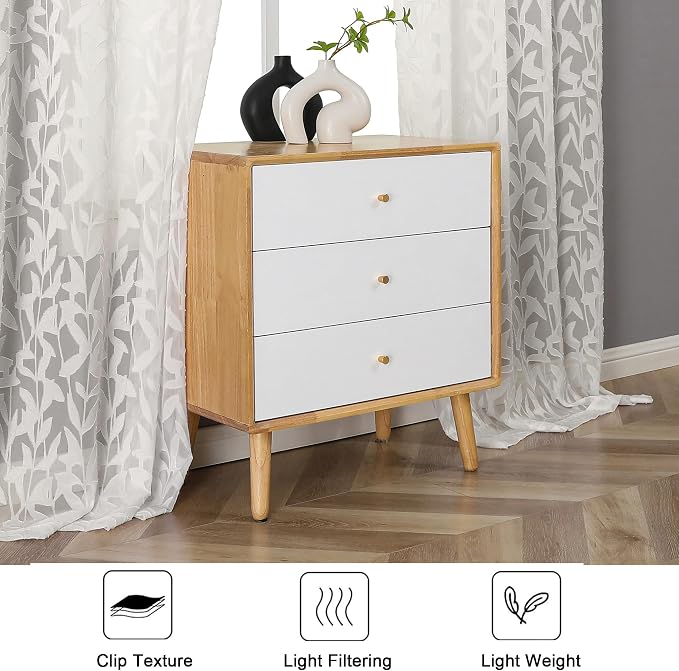 Lecloud Leia Living Room Ivory Sheer Curtains 72 Inch Length 2 Panels, Airy & - Image 6