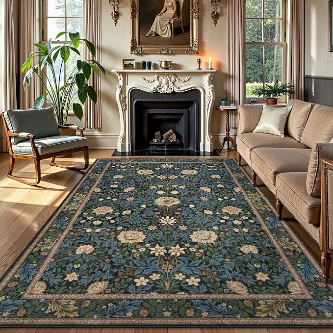 LIVEBOX Floral Area Rug 6x9, Washable Large Rugs by LIVEBOX