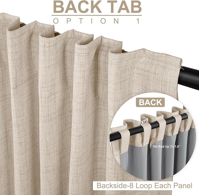 100% Blackout Shield Linen Blackout Curtains - Image 3