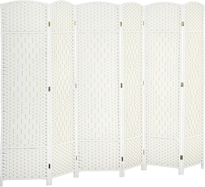 HOMCOM Room Divider, 6 Ft 6 Panel Folding Privacy Screen, Hand-Woven PP Wall by HOMCOM