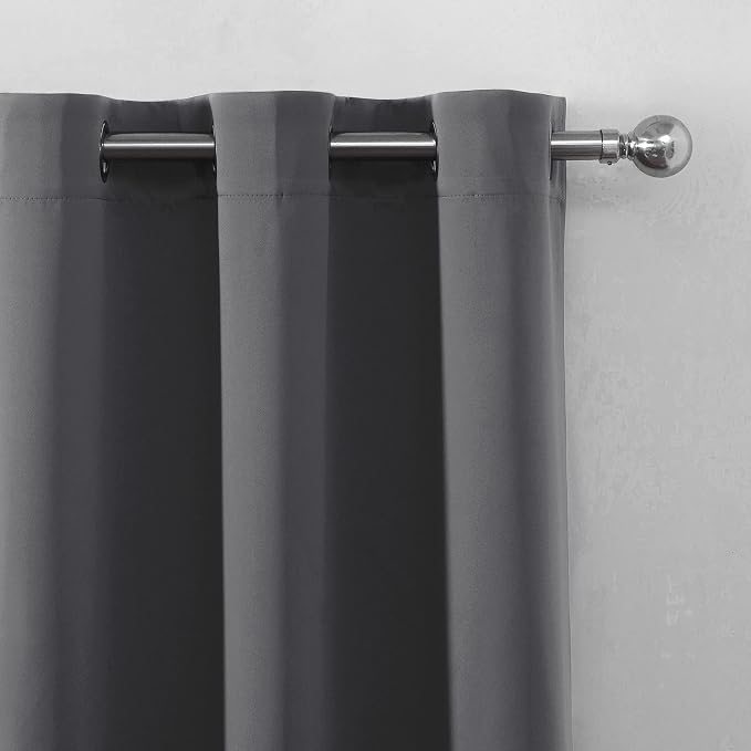 LEMOMO Grey Bedroom Blackout Curtains/52 x 63 Inch Long/Set of 2 Curtain - Image 7