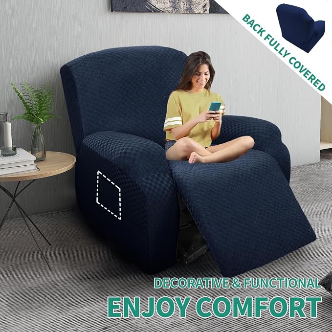 YEMYHOM 4 Pieces Oversized Stretch Recliner Slipcover Latest Jacquard Large - Image 2
