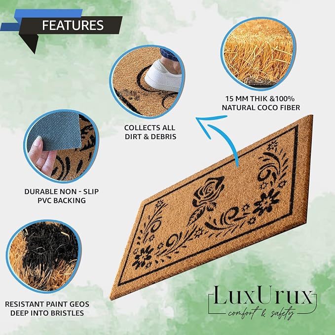 LuxUrux Welcome Mats Outdoor Coco Coir Doormat, - Image 5