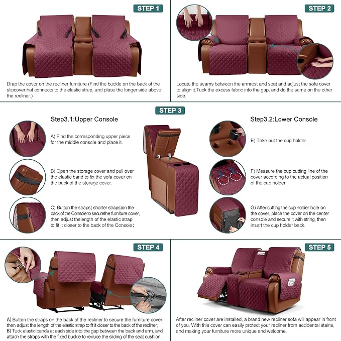 Ruaozz Waterproof Loveseat Recliner Cover - Image 7