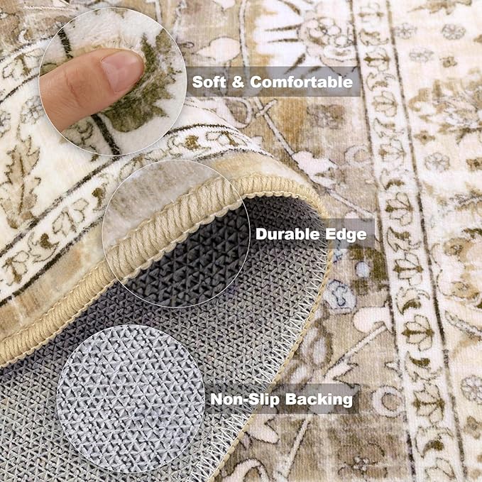 LOKHOM Washable Runner Rug, 3x12 Non-Slip Vintage Kitchen Runner Rug - Image 6