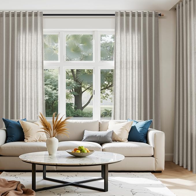 Silver Grey Linen Back Tab Curtains 84 Inch Length - Image 5