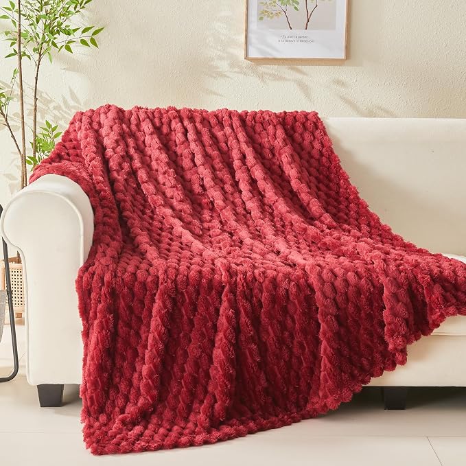 NEWCOSPLAY Super Soft Queen Blanket Red Premium Silky Flannel Fleece 3D Clouds - Image 9