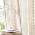jinchan Boho Curtains Linen Blend Ivory Farmhouse Curtains 96 Inches Long by JINCHAN