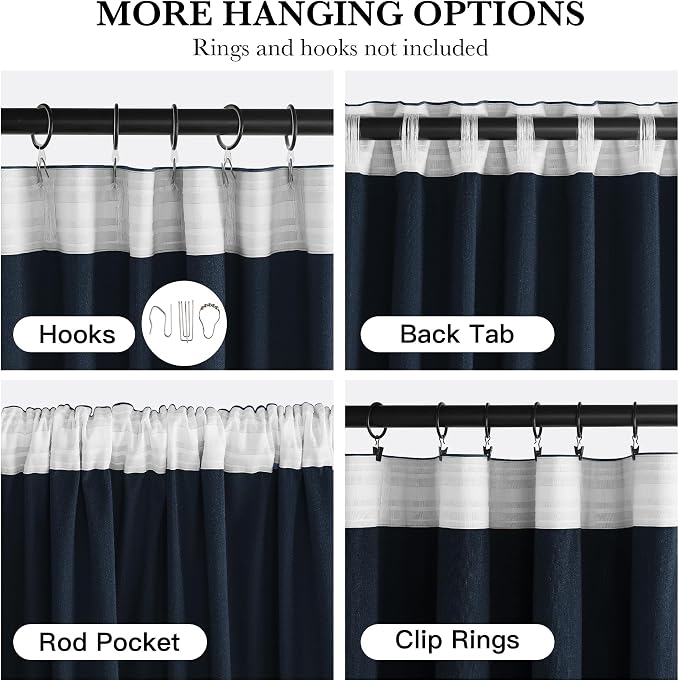 NICETOWN Navy Blue Velvet Blackout Curtains 96 inch Long - Image 5