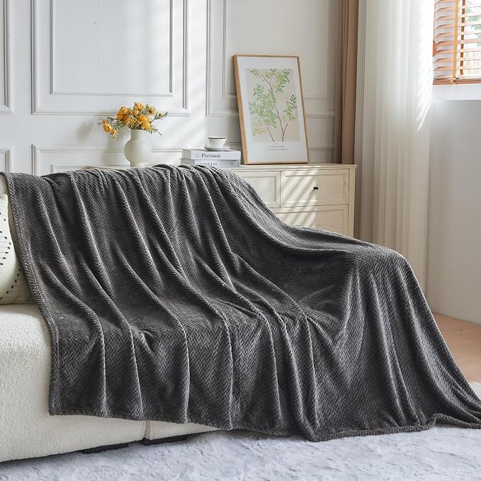 NEWCOSPLAY Super Soft Twin Blanket Dark Grey Premium Silky Flannel Fleece - Image 7