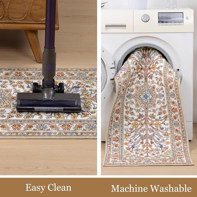 HEBE Boho Kitchen Rugs Sets of 3 Non Slip Washable Farmhouse Kitchen Rugs and - Image 6