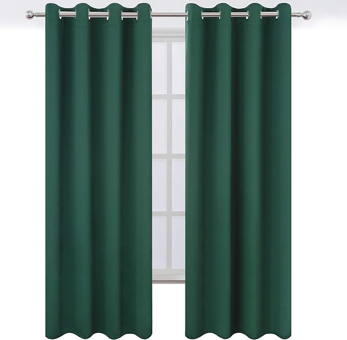 LEMOMO Dark Green Thermal Blackout Curtains/52 x 95 Inch/Set of 2 Panels Room - Image 2