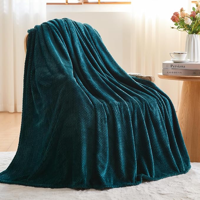 NEWCOSPLAY Super Soft Throw Blanket Dark Teal Premium Silky Flannel Fleece - Image 3