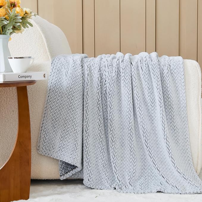NEWCOSPLAY Super Soft Throw Blanket Frosty Dark Grey Premium Silky Flannel - Image 2