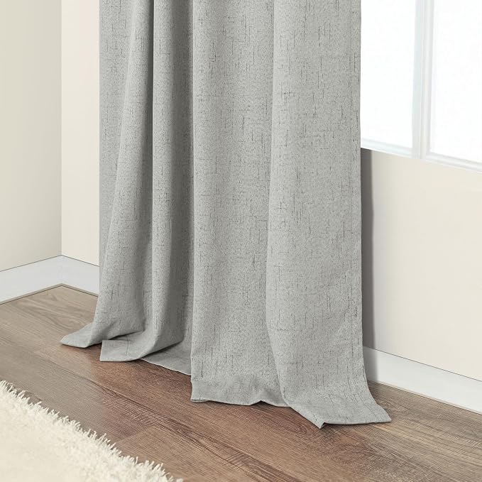 Pitalk 63 Inch Length Curtains for Living Room Black Out 2 Panel Faux Linen - Image 7