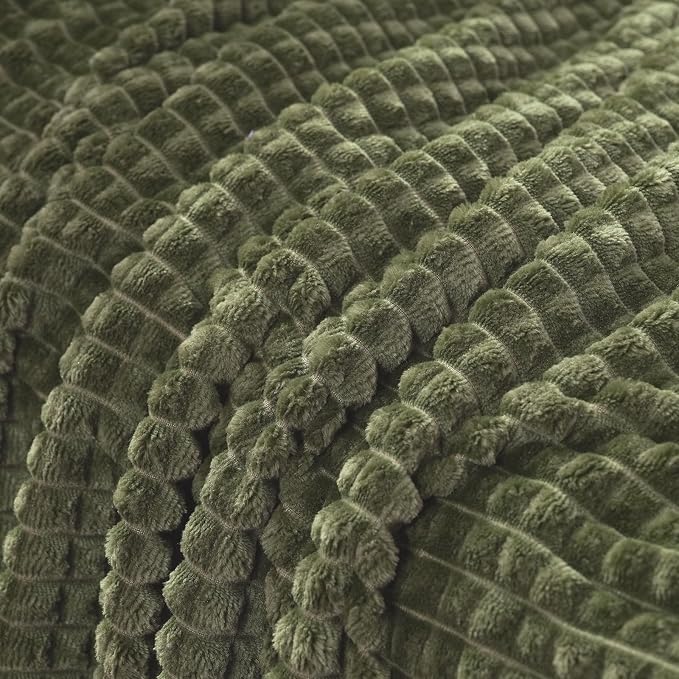 Puncuntex Flannel Fleece Throw Blanket Olive Green 108"×90", Super Soft Plush - Image 6