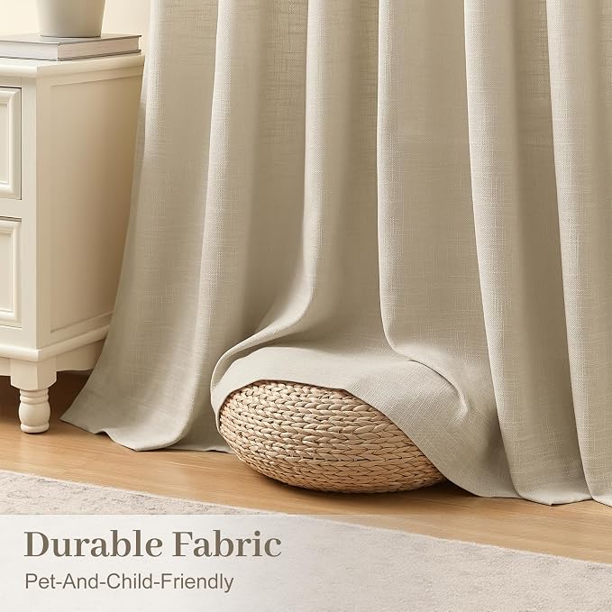 IVAPUPU Sand Beige Pinch Pleated Curtains 102 Inch Long - Image 4