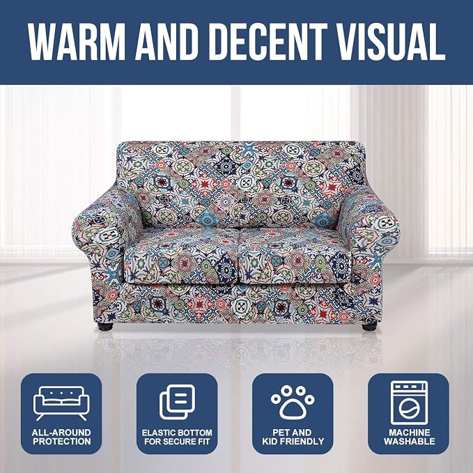 hyha Couch Cover, Loveseat Covers, Floral Pattern, 3 Pieces, Sofa Slipcovers - Image 8