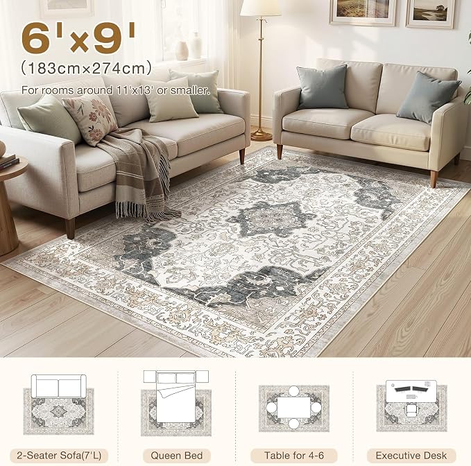cotiled 6x9 Area Rugs Large Washable Rugs - Image 7