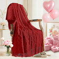 inhand Pomegranate Red Knitted Throw Blanket by inhand
