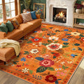 RELEANY Floral Nursery 9x12 Area Rugs Washable Print Boho Cute Carpet Non Slip by RELEANY