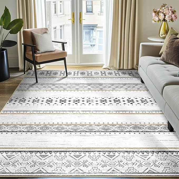 BESTSWEETIE 5x7 Area Rugs for Living Room Washable Moroccan Farmhouse Neutral - Image 6
