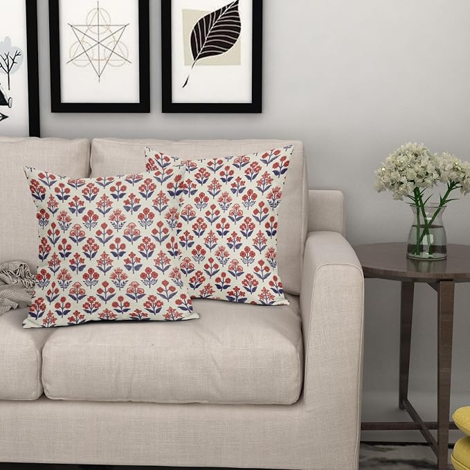 4th of July Patriotic Floral Block Print Pillow Covers 24x24 Inch Set of 2 - Image 7