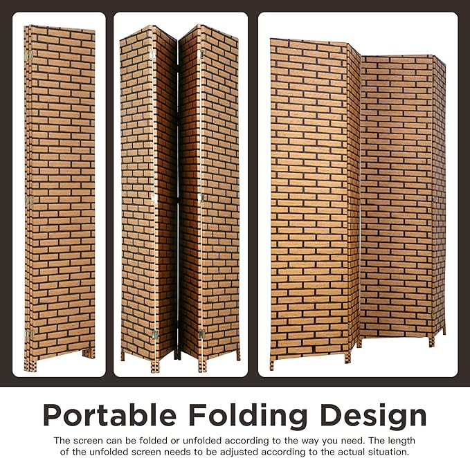 Room Divider Wood Screen 4 Panel Wood Mesh Woven Design Room Screen Divider - Image 5