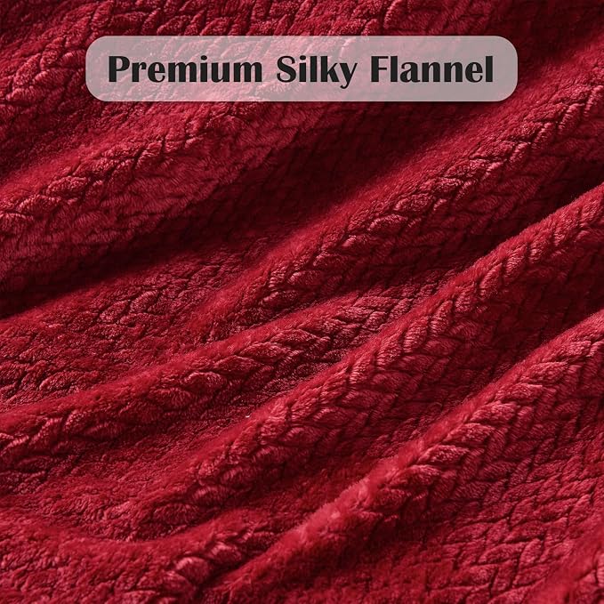 NEWCOSPLAY Super Soft Queen Blanket Red Premium Silky Flannel Fleece Leaves - Image 5