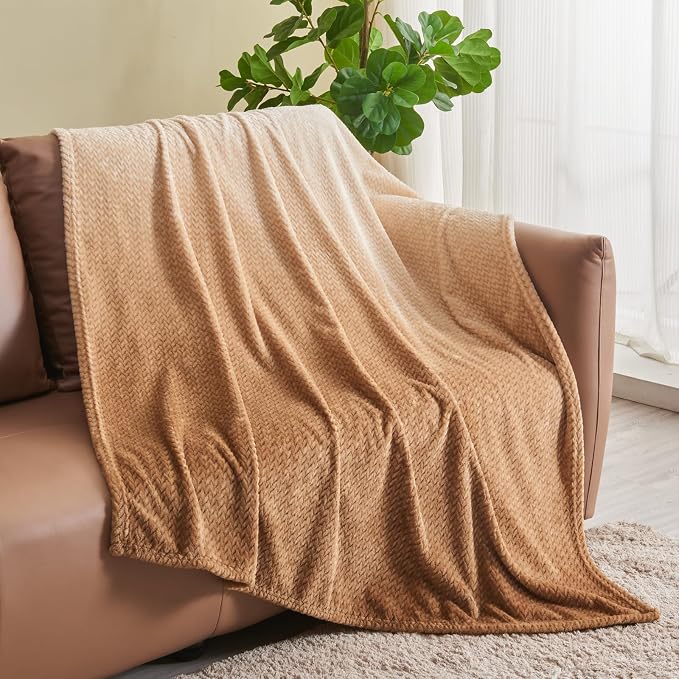 NEWCOSPLAY Super Soft Throw Blanket Ombre Brown Premium Silky Flannel Fleece - Image 2
