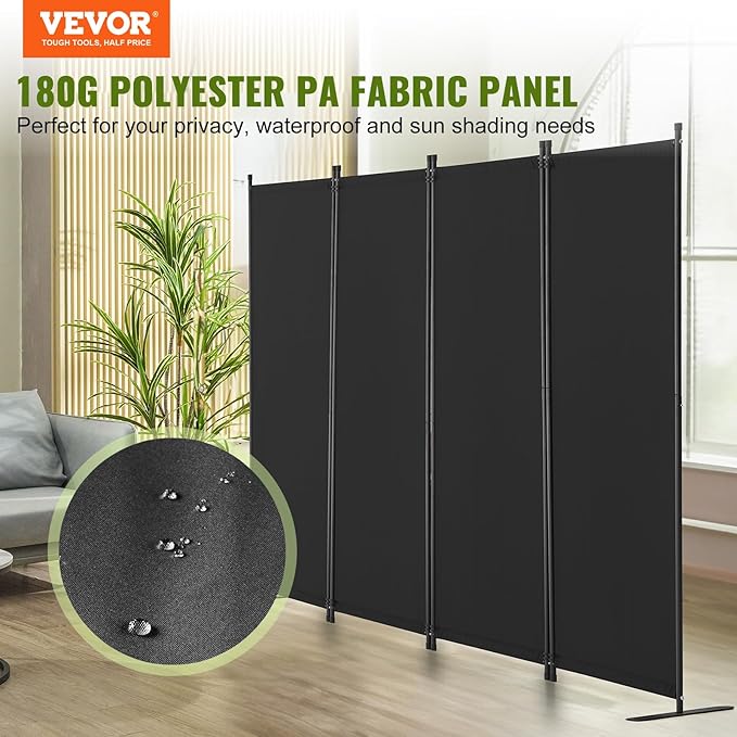 VEVOR Room Divider, 4 Panel Room Dividers and Folding Privacy Screens, Fabric - Image 2