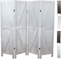 Premium Home 4-Panel Room Divider – Rustic White Barn Door, K Pattern Folding by PremiumHomeDecor
