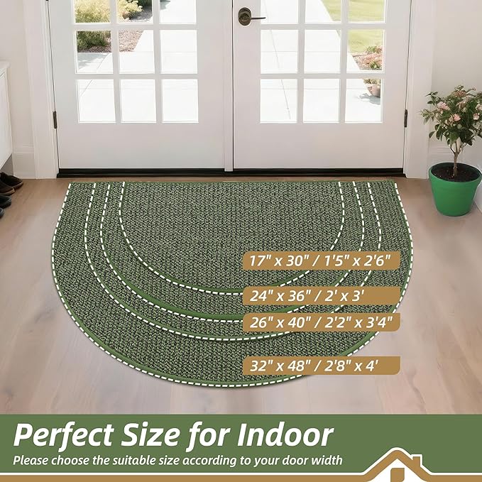 BEQHAUSE Dirt Trapper Door Mat 26" x 40" Half Circle Non-Slip Washable Doormats - Image 2