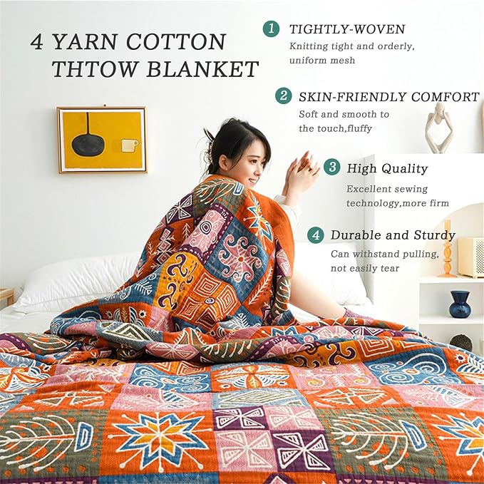 MSGKV Spring Cotton Throw Boho Blanket - Image 6